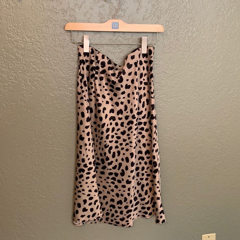 leopard midi slip skirt